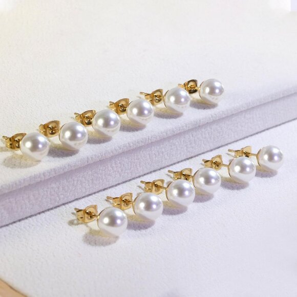 Dainty Pearl Earrings for Women: Hypoallergenic 6 Pairs AAA+ Quality Freshwater - Picture 6 of 6